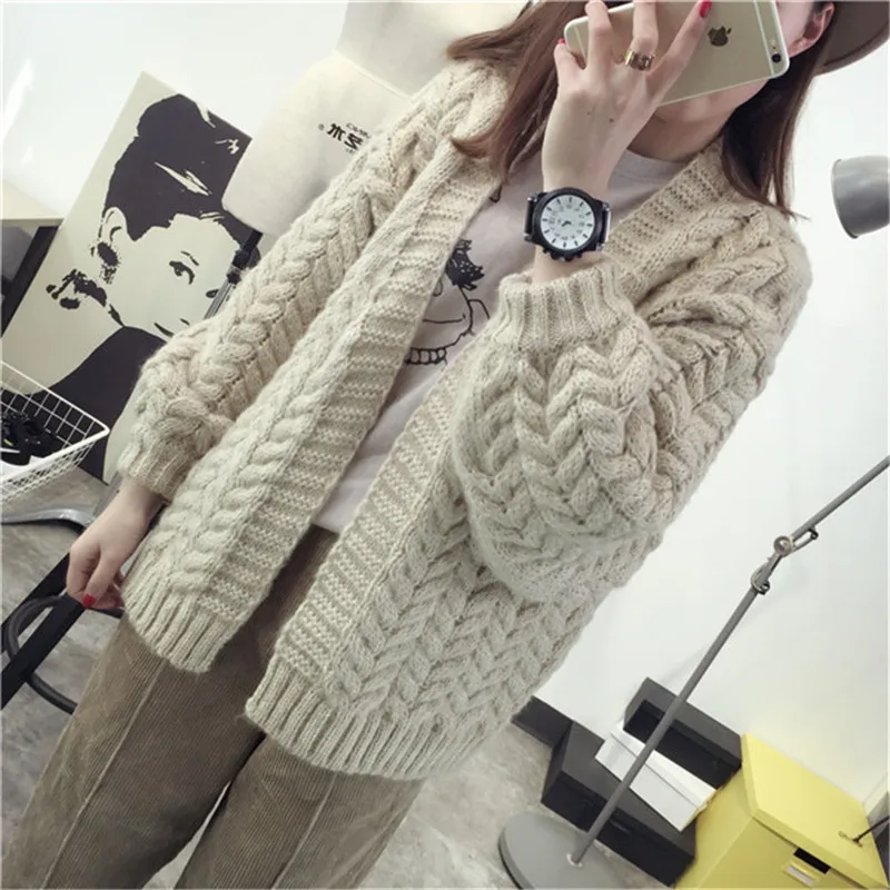 Корейский стиль 2019 Осень зима короткий кардиган женский свитер вязаные