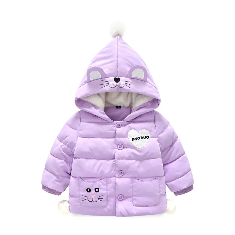 BibiCola Girls Jacket Kids Winter Cartoon Lovely Thick Warm Coat Children Cotton Fashion Hooded Parkas Outerwear Clothing |