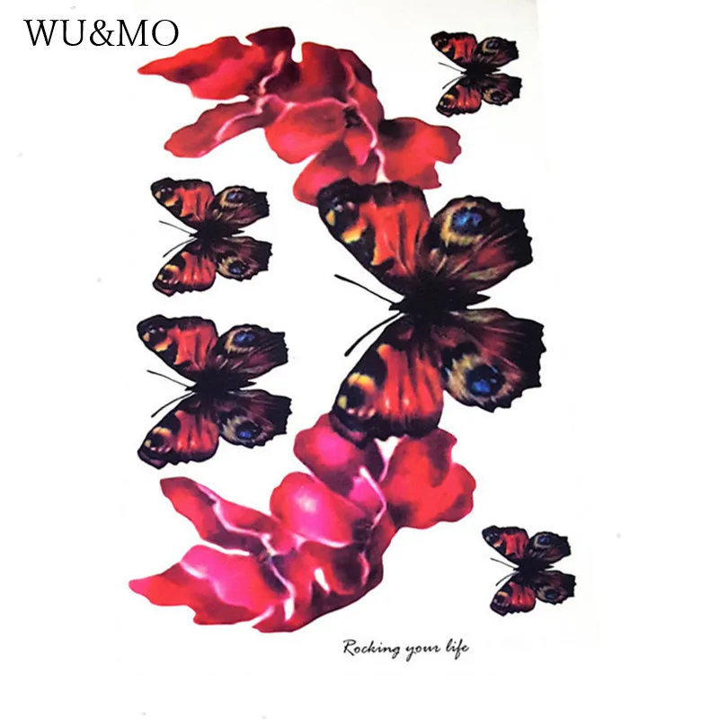 Водонепроницаемый нетоксичный татуировки цвет женский бабочки наклейки цветок