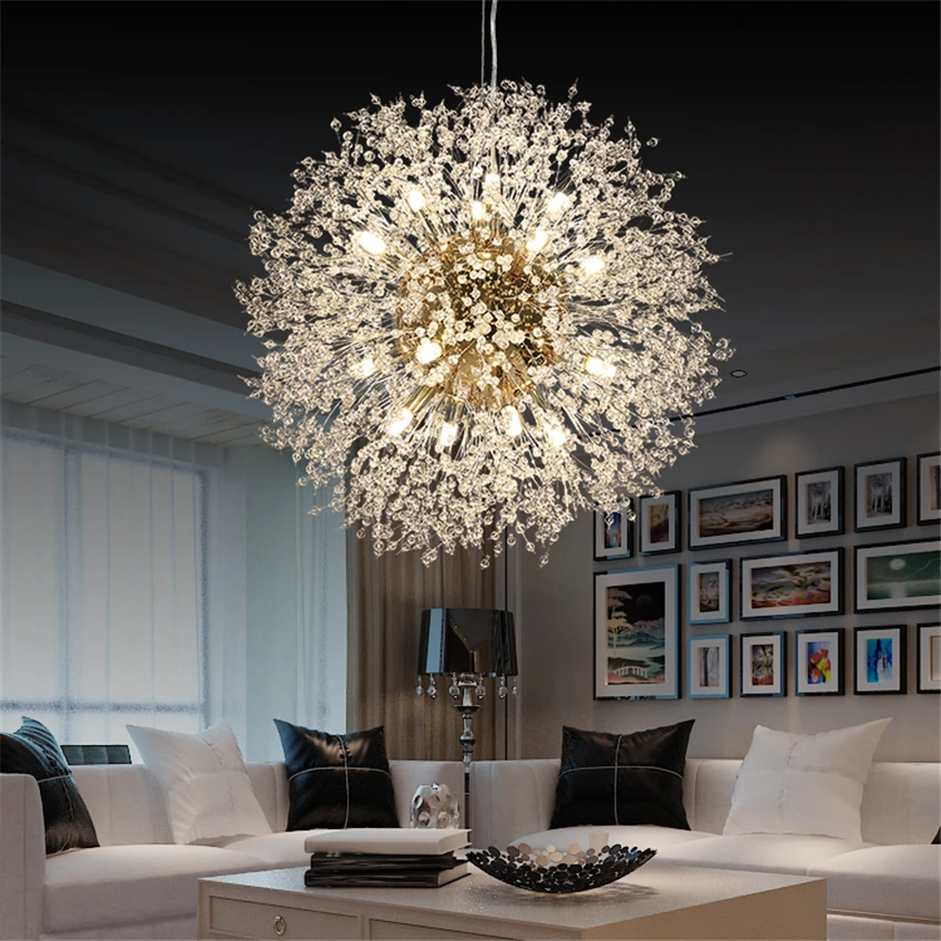 

Modern Dandelion Crystal Pendant Lights Bedroom Children Living Room Restaurant Bar Shop Light Art Deco Hanging Lamps Fixtures