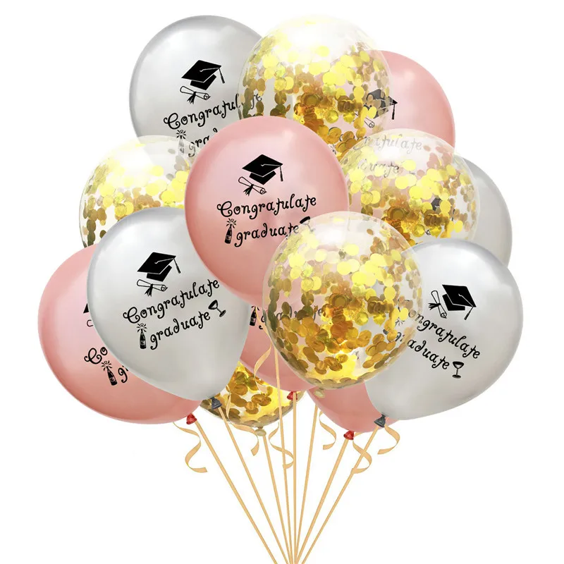 Поздравление Graduate латексные шарики с принтом black rose Gold гелий конфетти воздушные