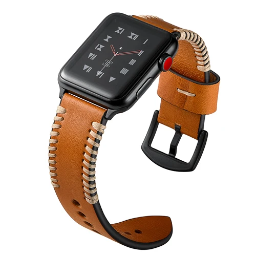 For Apple Watch Series 4 Newest Genuine Leather Handmade Line Band Wrist Strap 1 2 3 Bracelet |