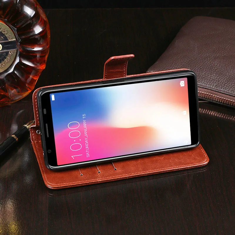 Кожаный чехол книжка для Doogee X55 откидная крышка противоударный защитный