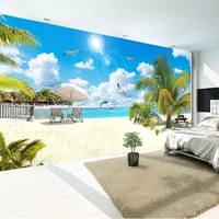 custom hd beach coconut tree landscape photo wallpaper for 3d living room bedroom wall home decor 3d large mural wall covering