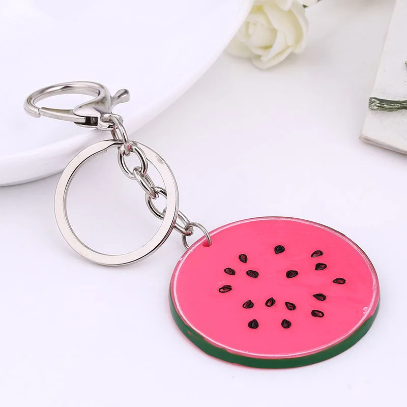 Rose red watermelon LNRRABC Горячие корейские милые фруктовые Брелоки для ключей яблоко арбуз, киви брелок для женщин сосна яблоко оранжевая сумка Подвеска - Цвет: Rose red watermelon