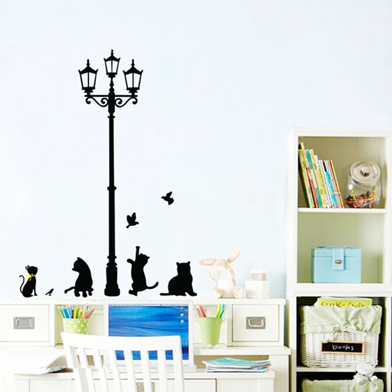 2 шт. наклейки на стену Постер кошки птицы уличный свет украшения дома аксессуары