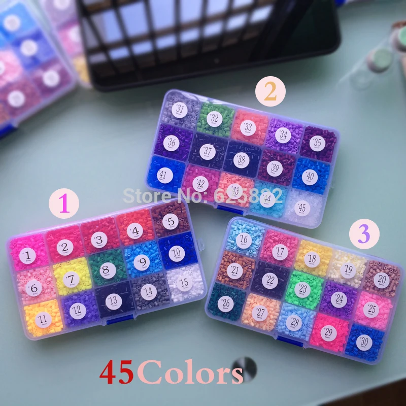 45 цветов 3 мм Hama Mini Beads Fuse/Artkal/Perler Set Diy влюбленные материалы ручной работы
