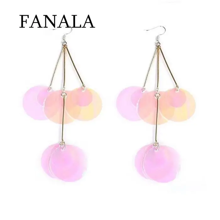 Пайетки Пластик раундов круглый диск Для женщин мотаться Hook Серьги