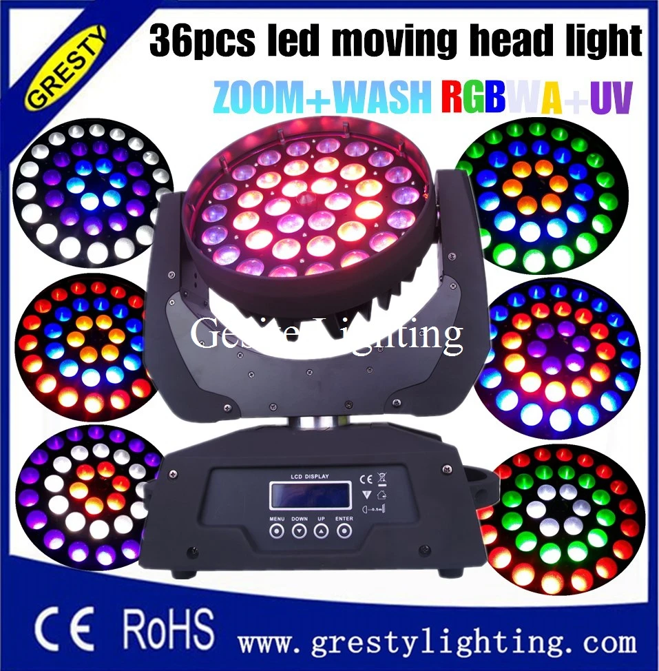 

2pcs/lot flight case package zoom wash rgbwauv 6 in 1 moving head lyre light good effect circle control funcation good wash zoom