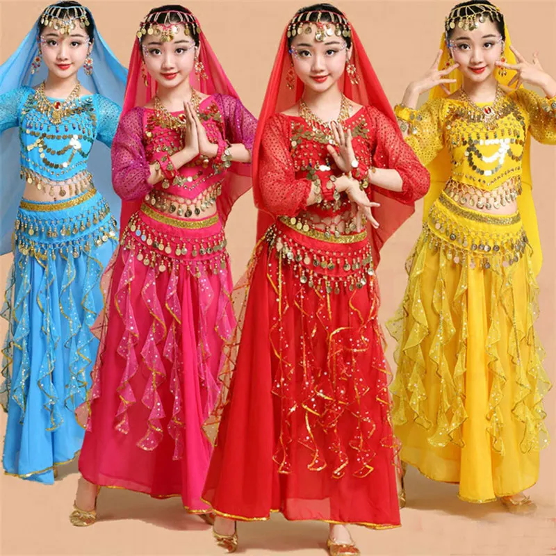 Профессиональный индийский костюм для танца живота для девочек, костюм для танца живота для девочек, костюм для танца живота В Стиле Боллив...
