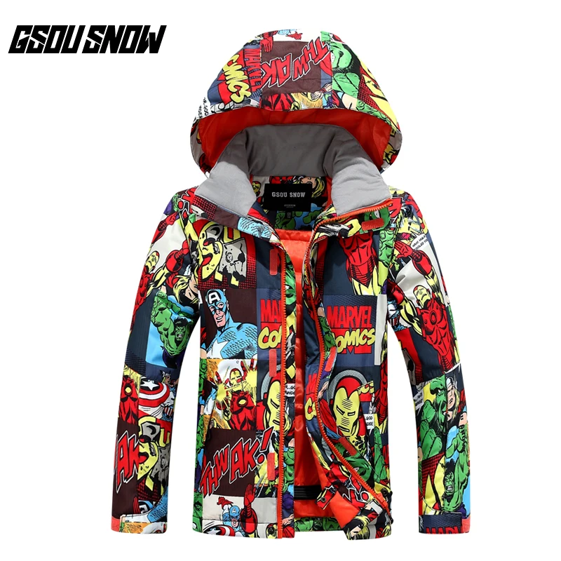 GSOU/зимний детский лыжный костюм ветрозащитная Водонепроницаемая дышащая теплая