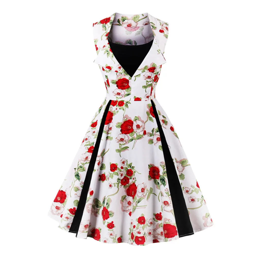 Халат винтажное платье 50 s качели Vestidos 2019 Лето рокабилли Ретро Повседневные