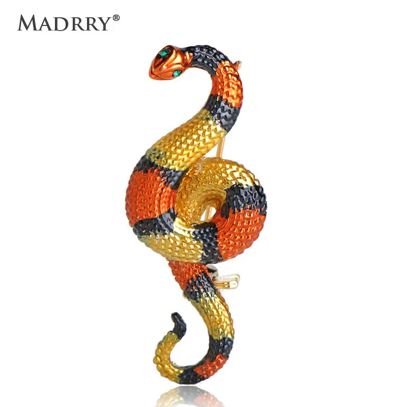 Брошь в виде змеи полоску золотого цвета | Украшения и аксессуары