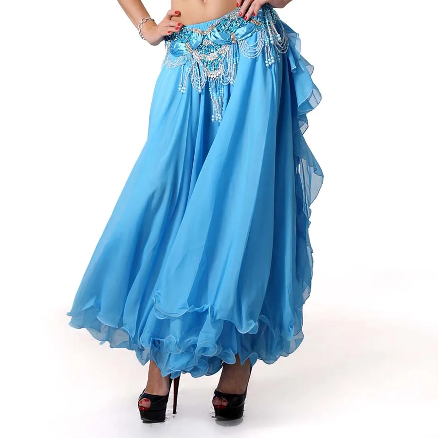Горячая Распродажа женской одежды для танца живота 3 слоя длинные юбки с высокой