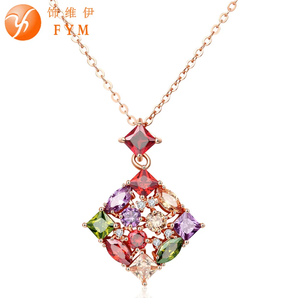 Модное квадратное роскошное ожерелье FYM из натурального фианита ААА золотого