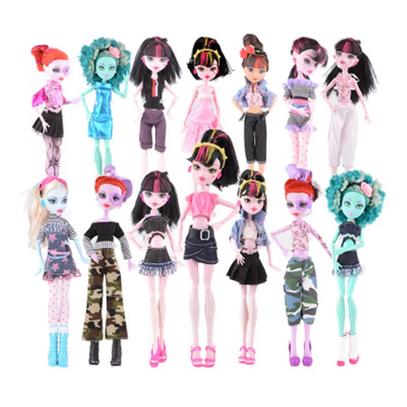 7 шт./лот, модная одежда, платья для куклы Monster High, платья для вечеринок, Vestidos, Повседневная Одежда для куклы детские игрушки Monster High