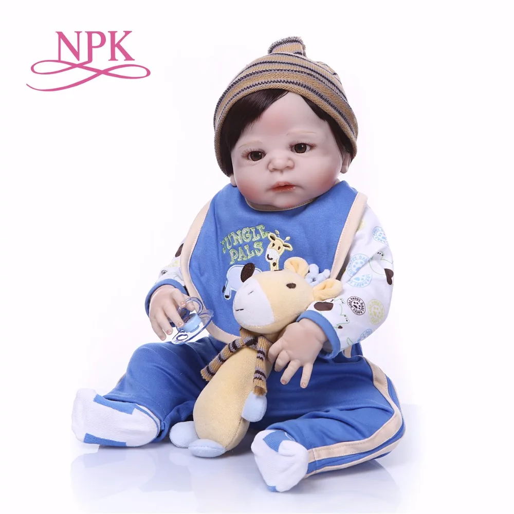 

NPK reborn boy dolls 23"57cm full silicone reborn baby doll Bebes reborn menino boneca children gift toy dolls