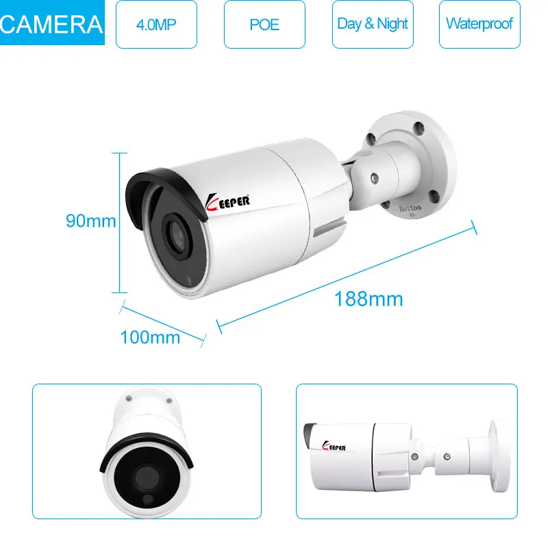 H.265 4CH 4MP POE NVR CCTV Системы 4 шт. открытый Водонепроницаемый PoE IP Камера комплект P2P