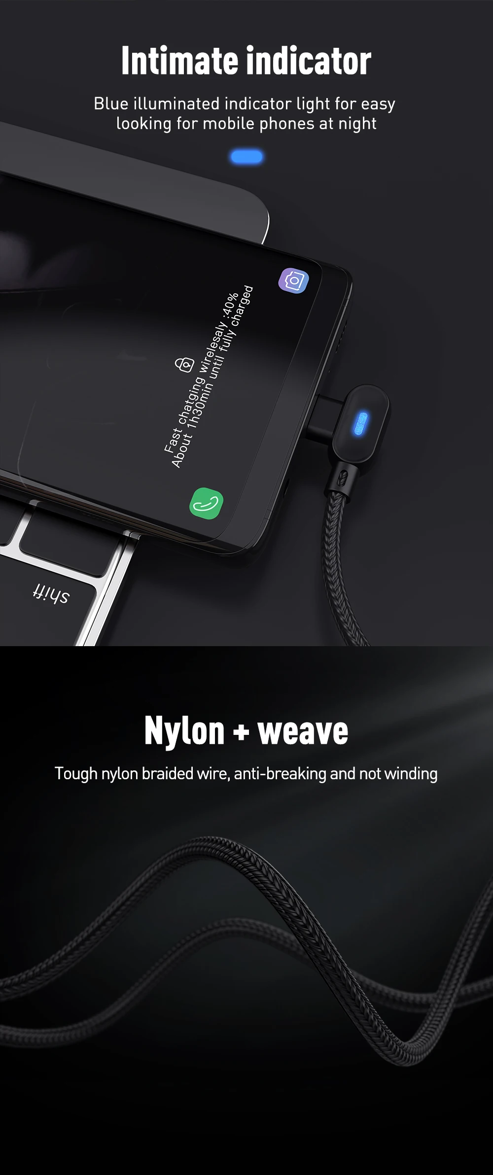 KEYSION l-тип usb type-C кабель для xiaomi redmi note 7 USB-C мобильный телефон Быстрая зарядка кабель для samsung S10 S9 S8 Plus
