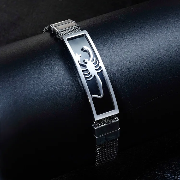 Танинь 2018 тенденция Titanium стали мужской браслет в стиле панк Homme мужские с черным