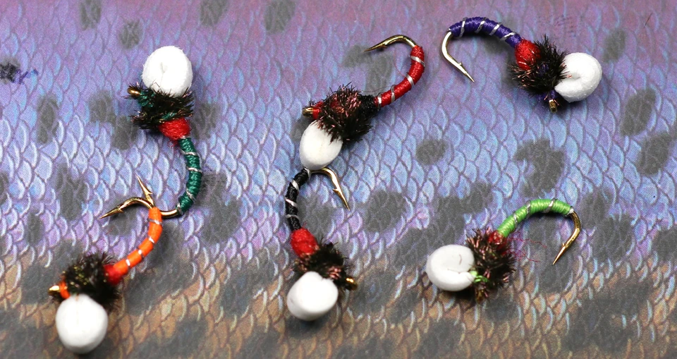 12PCS#14 Suspender Buzzer Nymph Fly Fishing Flies Trout Buzzers Red Orange Purple Green Chartreuse Black