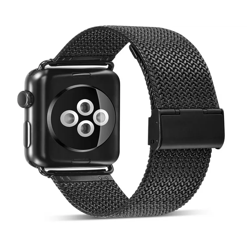 black Нержавеющая сталь Миланской петля ремешок для наручных часов Apple Watch, версии 4 44/40 мм подходит для iWatch серии, версия 1, 2, 3, ремешок 38, 42 мм, версия для мужчин и женщин часы - Цвет ремешка: black