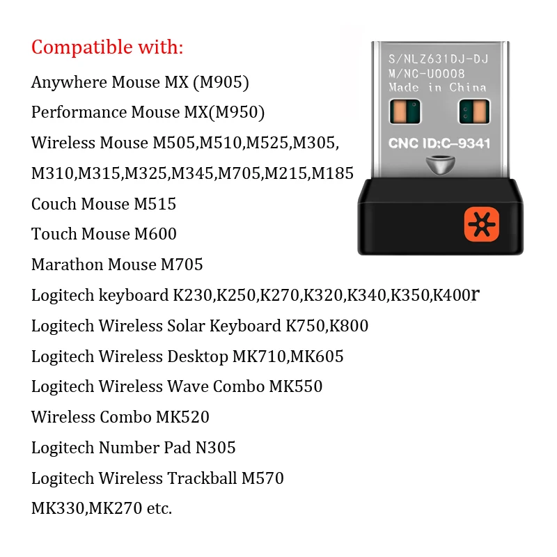 Беспроводной приемник унифицирующий USB адаптер для мыши Logitech клавиатуры