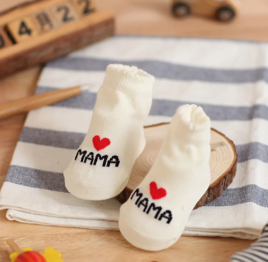 Милые короткие детские носки хлопковые с надписью I Love Mama/Papa для маленьких