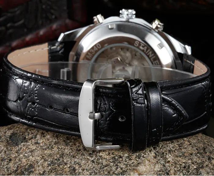

WINNE Watches men top luxury male watches men sports clock Waterproof mens Wristwatch Mechanical leather strap relogio masculino