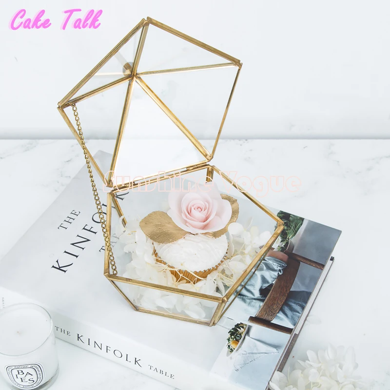 Винтажная стеклянная коробка для торта cupcake/сохраненный свежий цветочный кейс