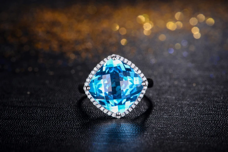 Драгоценный камень ZOCAI прозрачный голубой топаз 7 0 ct сертифицированный кольцо 18