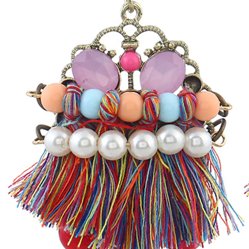 SexeMara New Rhinestone Tassel Color Earrings Fashion Hyperbole BOHEMIA Acrylic Pearl Silk Thread Drop For Women 2019 | Украшения и