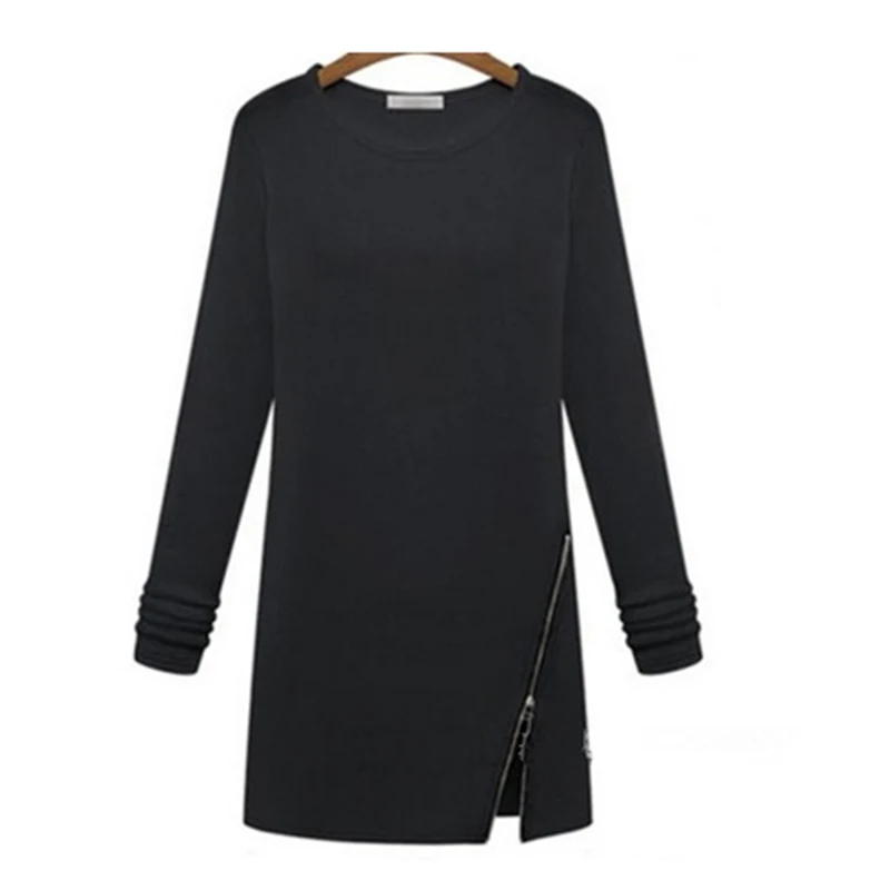 Spring Autumn Casual Thin Sweater Women Sweaters Long Sleeve O Neck Pullovers Female Side Split Sexy Zipper | Женская одежда