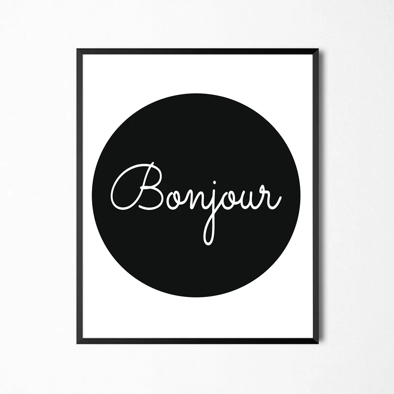 Французская Цитата Bonjour Холст Живопись Искусство с принтом цитатой для