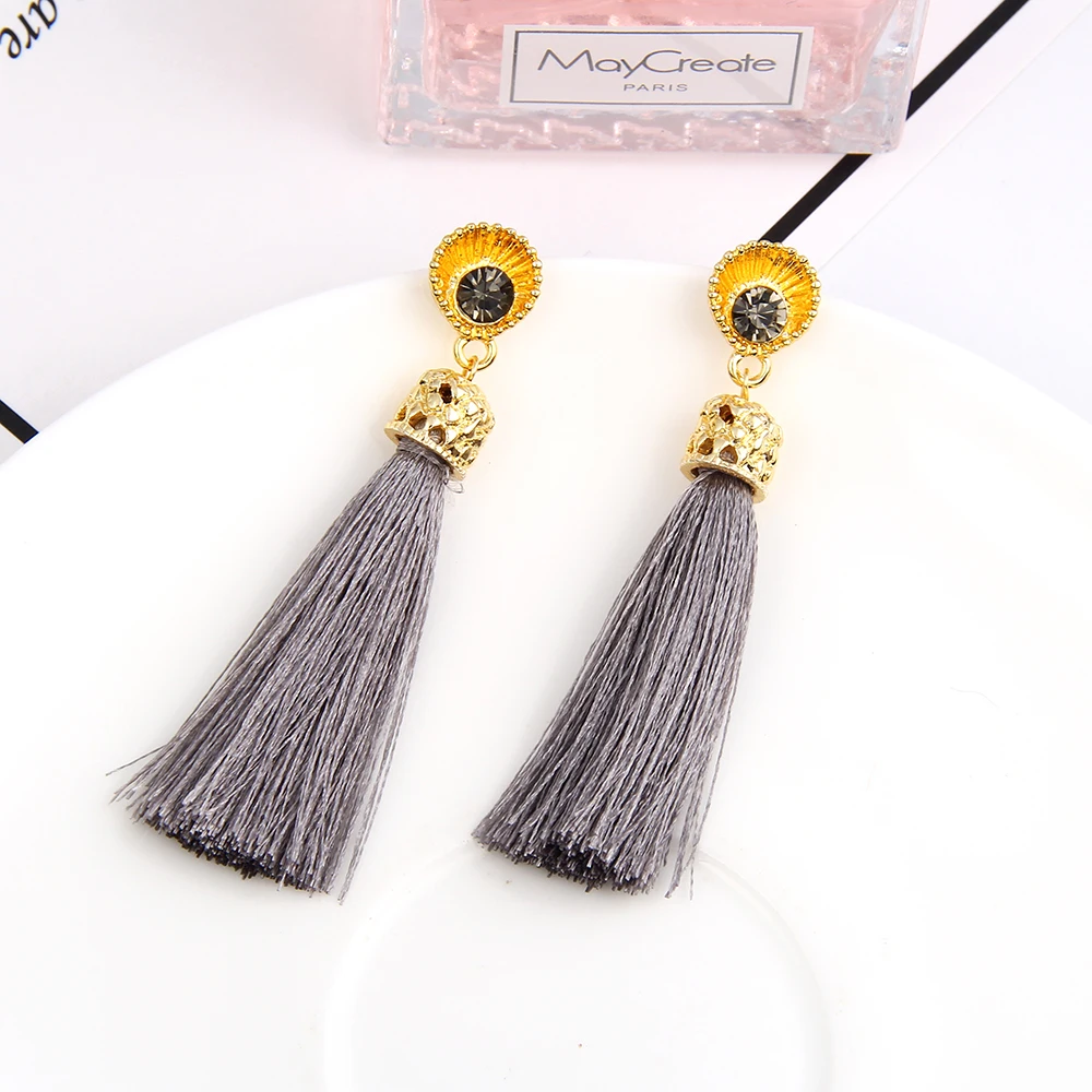 Fashion Bohemian Long Tassel Drop Dangle Earrings for Women Statement Black Red Boho Jewelry Accesorios Mujer | Украшения и