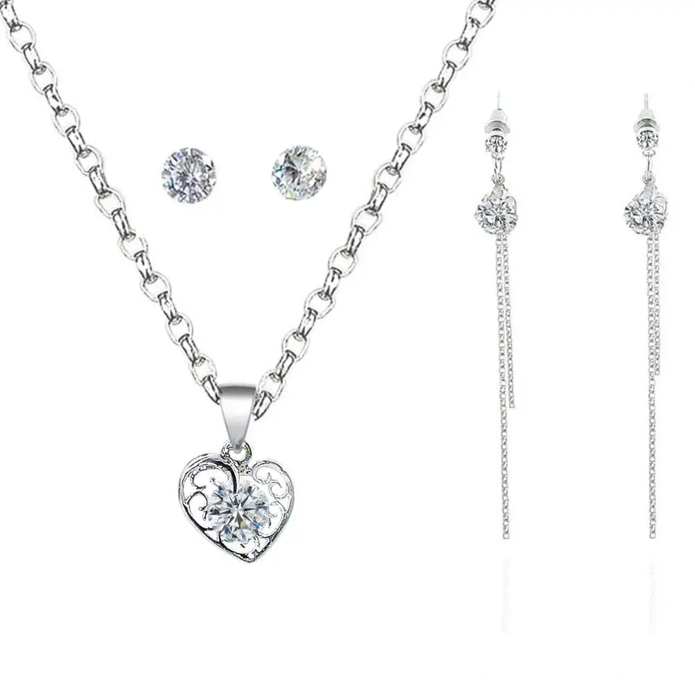 Сердце Zircon Цепочки и ожерелья серьги | Украшения аксессуары