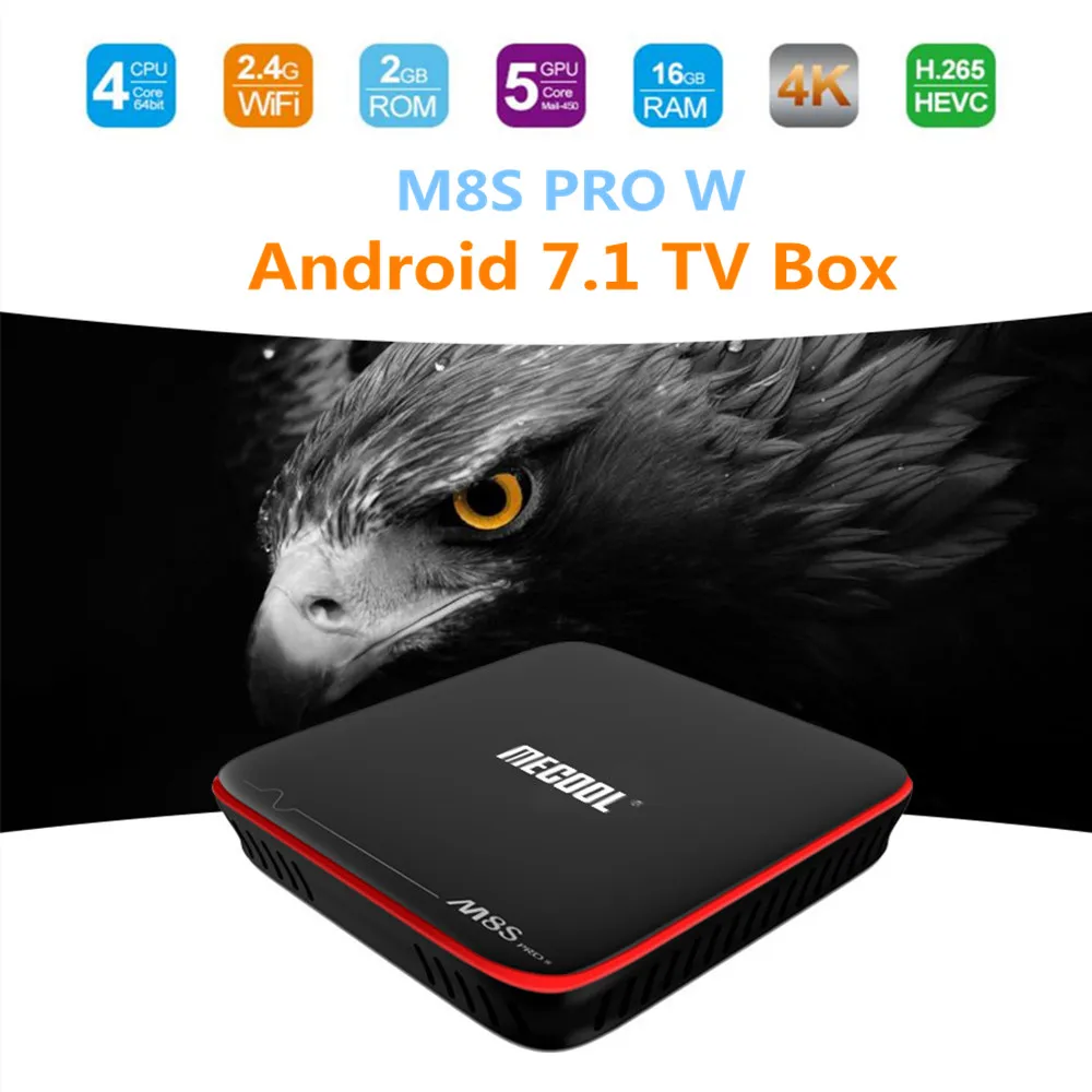 MECOOL M8S PRO W Android 7 1 ТВ приставка Amlogic S905W Smart tv Box 2G ram 16G rom cpu Mali 450 2 4 GHz WiFi 4K H.265