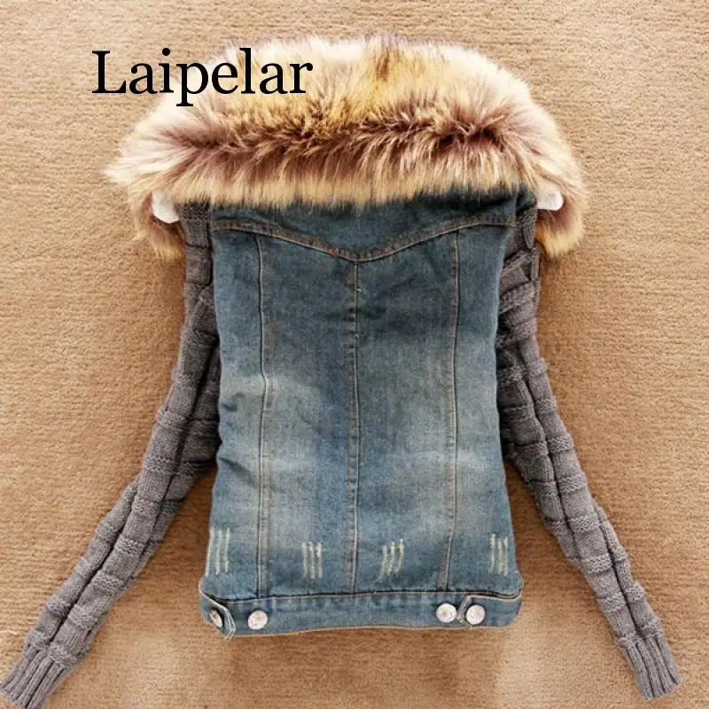 Laipelar 2019 Женская Весенняя джинсовая куртка из искусственного меха пальто