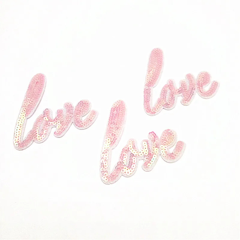 Наклейки на одежду "LOVE" из бисера с буквами английского алфавита, 10 штук.