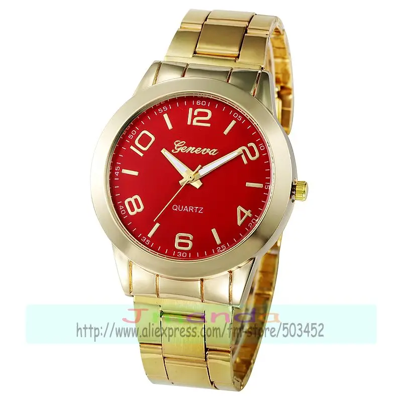 100 шт./лот стильные часы с цветным циферблатом золотого цвета geneva кварцевые
