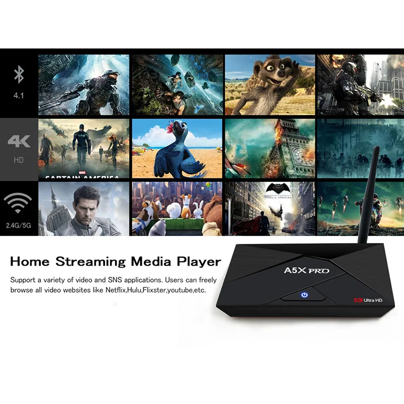 Двухдиапазонная Беспроводная ТВ-приставка HD WiFi Android 7 1 Интернет 2G + 16G Smart RK3328 4K