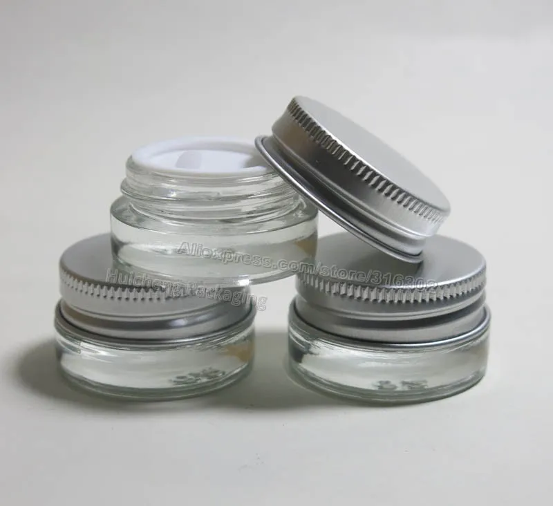Traval-Mini jarra pequeña de vidrio para maquillaje, recipiente con tapas de aluminio, para cosméticos, 24x5g