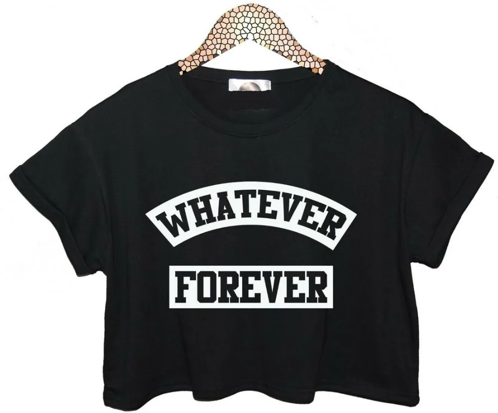 Женский короткий топ WHATEVER FOREVER летний с надписью сексуальная облегающая футболка