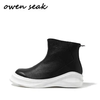new men casual boots cow leather high top ankle boots luxury trainers spring zip flats black shoes sneakers
