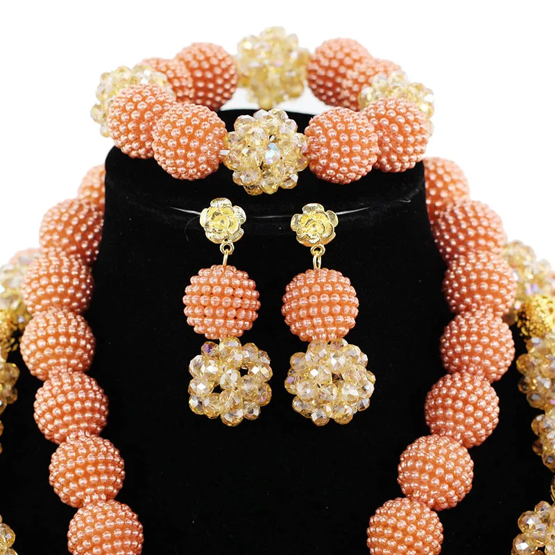 Ювелирный Комплект из колье и серёг розового цвета шампанского|jewelry sets for