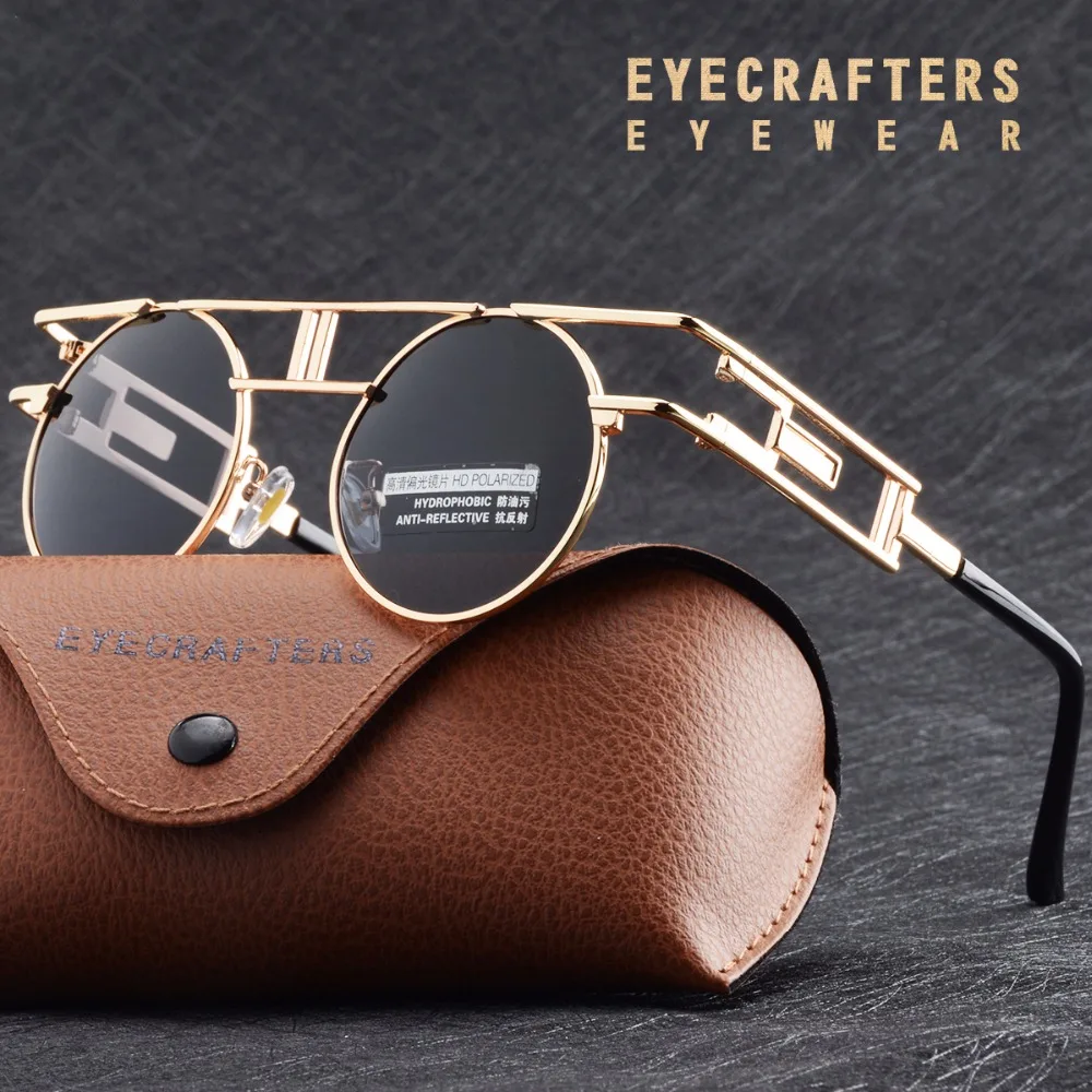 Очки солнцезащитные круглые в готическом стиле для мужчин и женщин брендовые