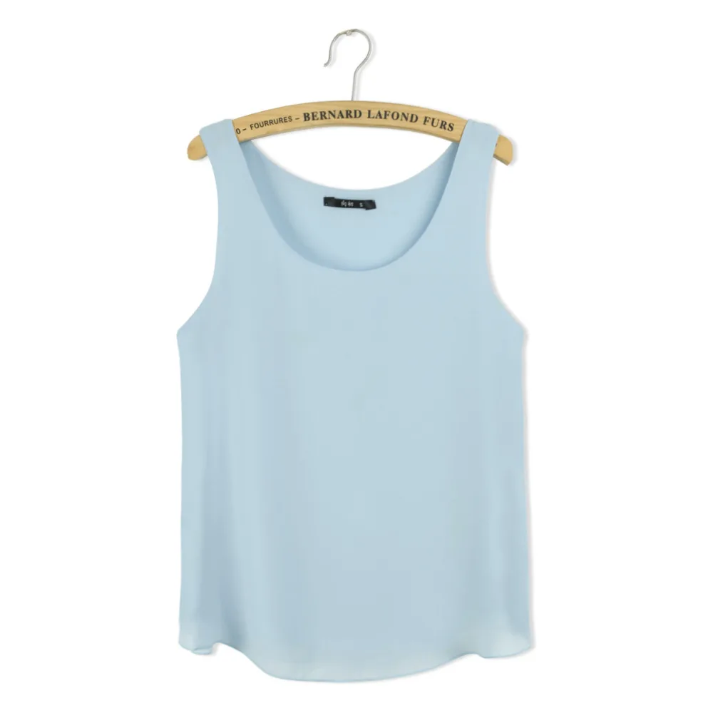 Женские шифоновые майки без рукавов летние топы больших размеров синего