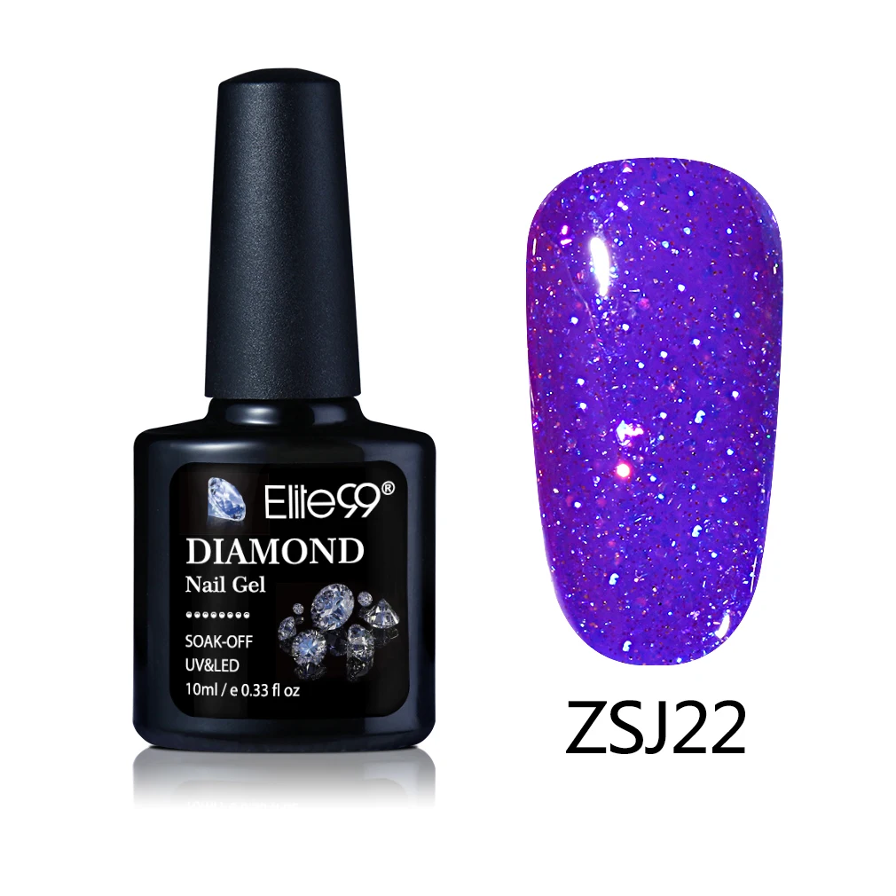 ZSJ22 Elite99 10 мл 3D бриллиантовый Гель-лак с блестками лак для ногтей с блестками Гель УФ Гели Soak Off светодиодный блестящие, семиперманентный лаковое гелевое покрытие для ногтей - Цвет: ZSJ22