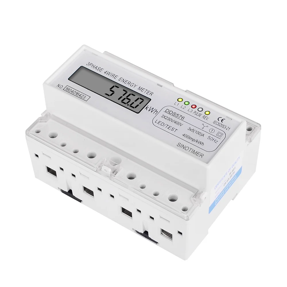 DDS576 380V 100A ЖК дисплей Дисплей умный электрический счетчик 3 фазы Мощность din рейка