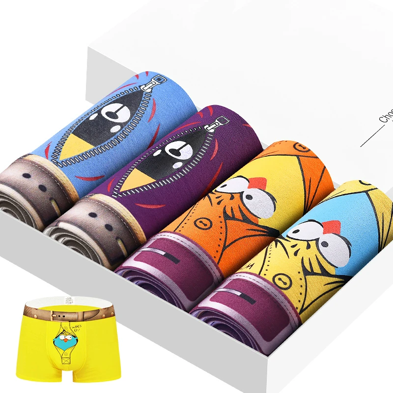 4pcs/lot Men Underwear Boxer Men Modal Comfort Calzoncillos Breathable Shorts Boxer Hombre Pants Underpants Vetement Homme - Цвет: Angry Bird